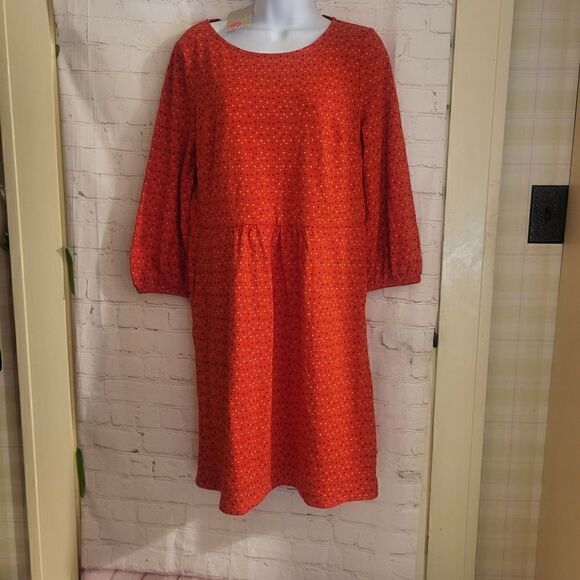NWT Boden "Odelia" Red Star Print Drop Waist Cotton Jersey Dress Sz.8 Ret.$135 - Picture 1 of 8